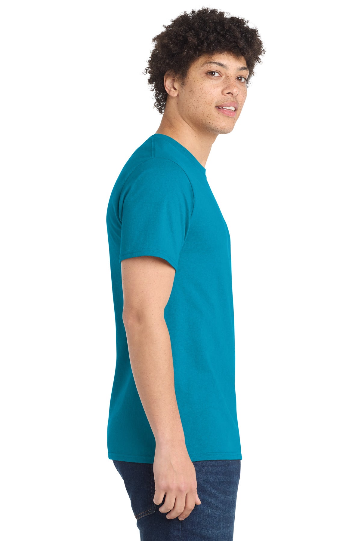 Turquoise Port & Company Tall Essential Tee. PC61T