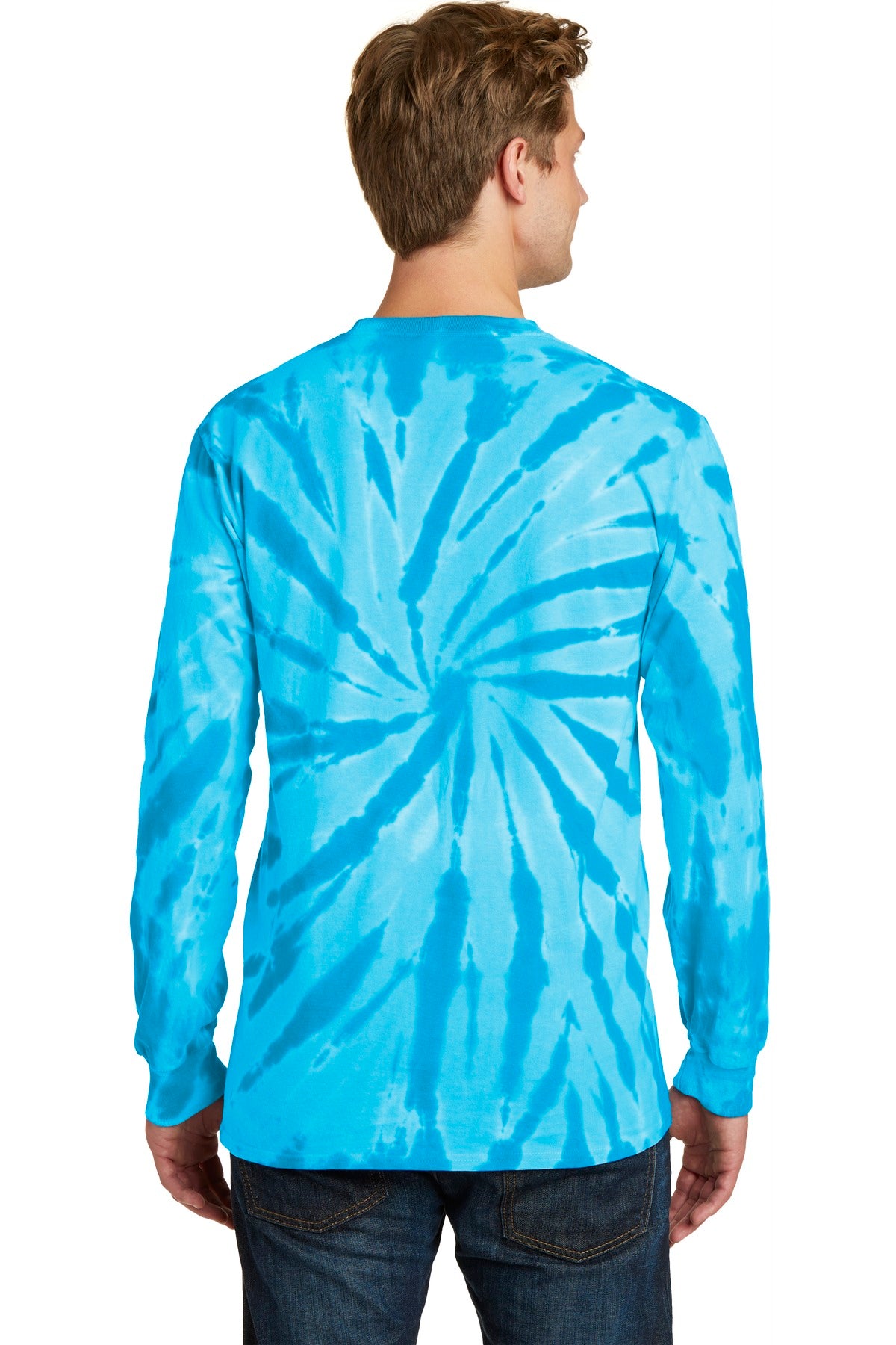 Turquoise Port & Company Tie-Dye Long Sleeve Tee. PC147LS