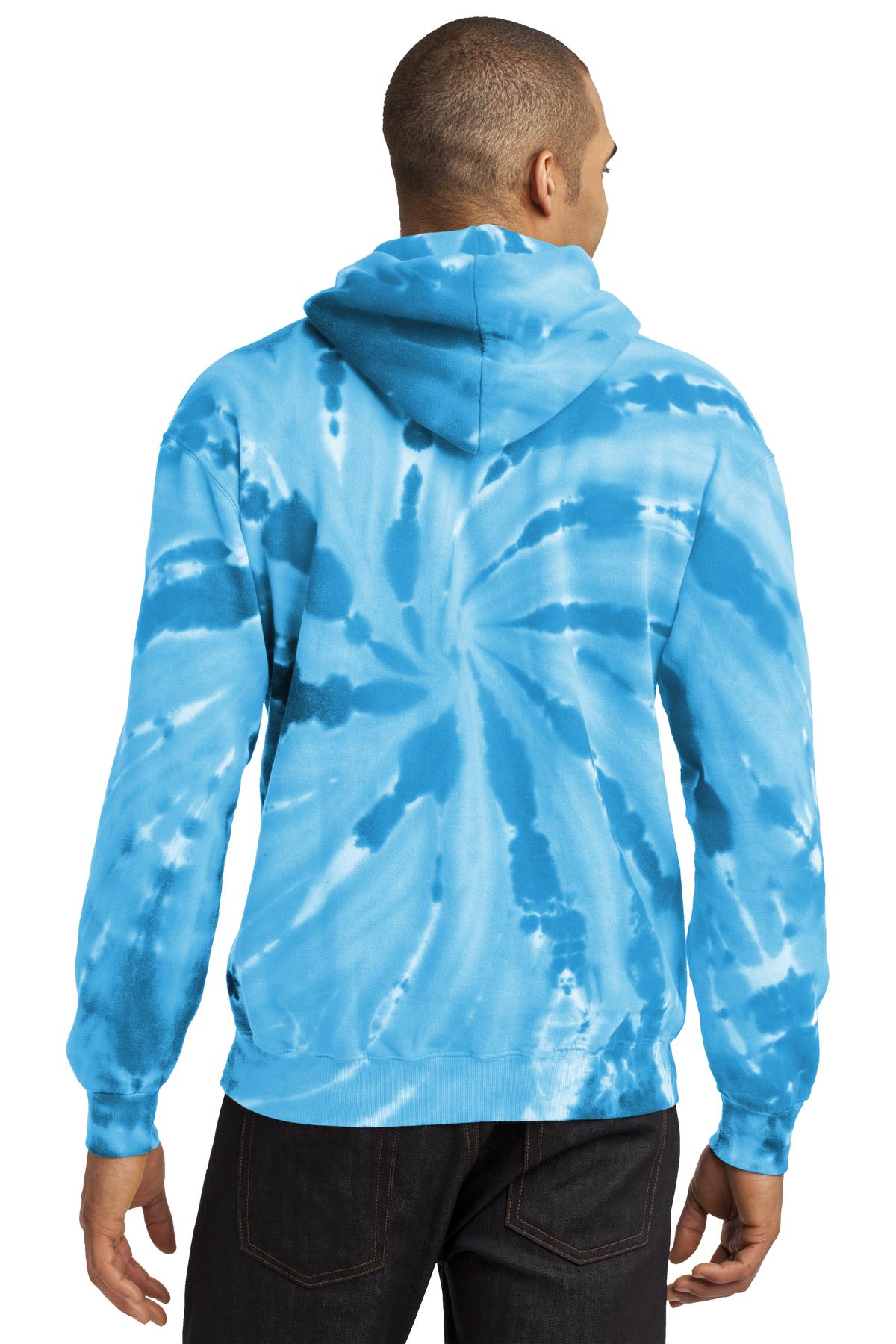 Turquoise Port & Company Tie-Dye Pullover Hooded Sweatshirt. PC146