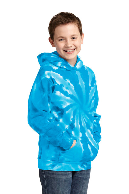 Turquoise Port & Company Youth Tie-Dye Pullover Hooded Sweatshirt. PC146Y
