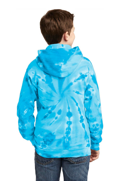 Turquoise Port & Company Youth Tie-Dye Pullover Hooded Sweatshirt. PC146Y