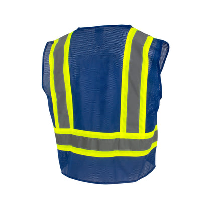 SV22-1 Economy Type O Class 1 Two Tone Safety Vest - Blue - Size 2X
