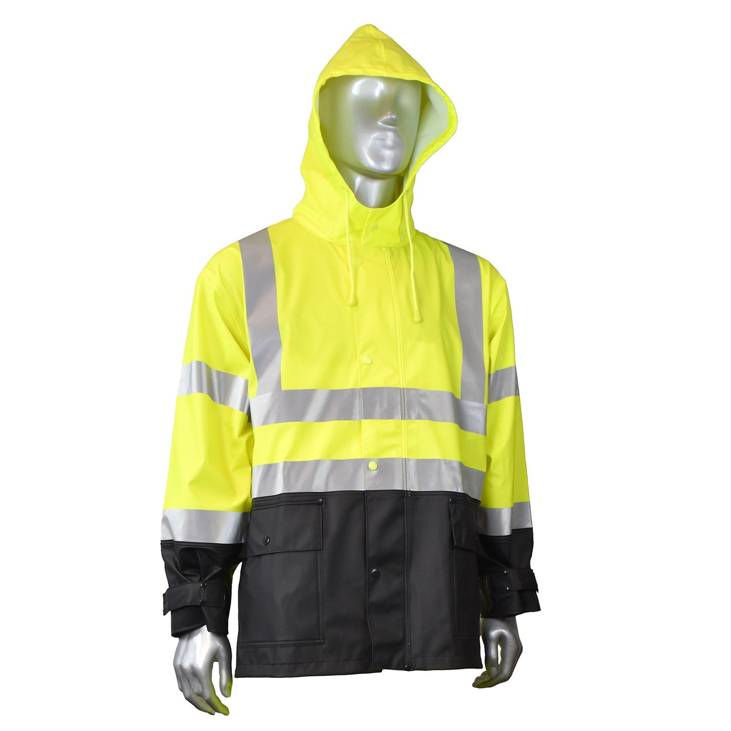 RW07 High Visibility Rainwear Jacket - Hi-Vis Green / Black - Size 2X