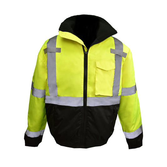 SJ11QB Type R Class 3 Weatherproof Bomber Jacket with Quilted Liner - Hi-Vis Green - Size XL