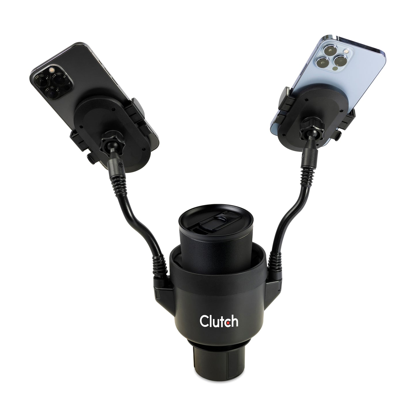 Black iLive™ Cup Holder with Dual Mobile Phone Mount