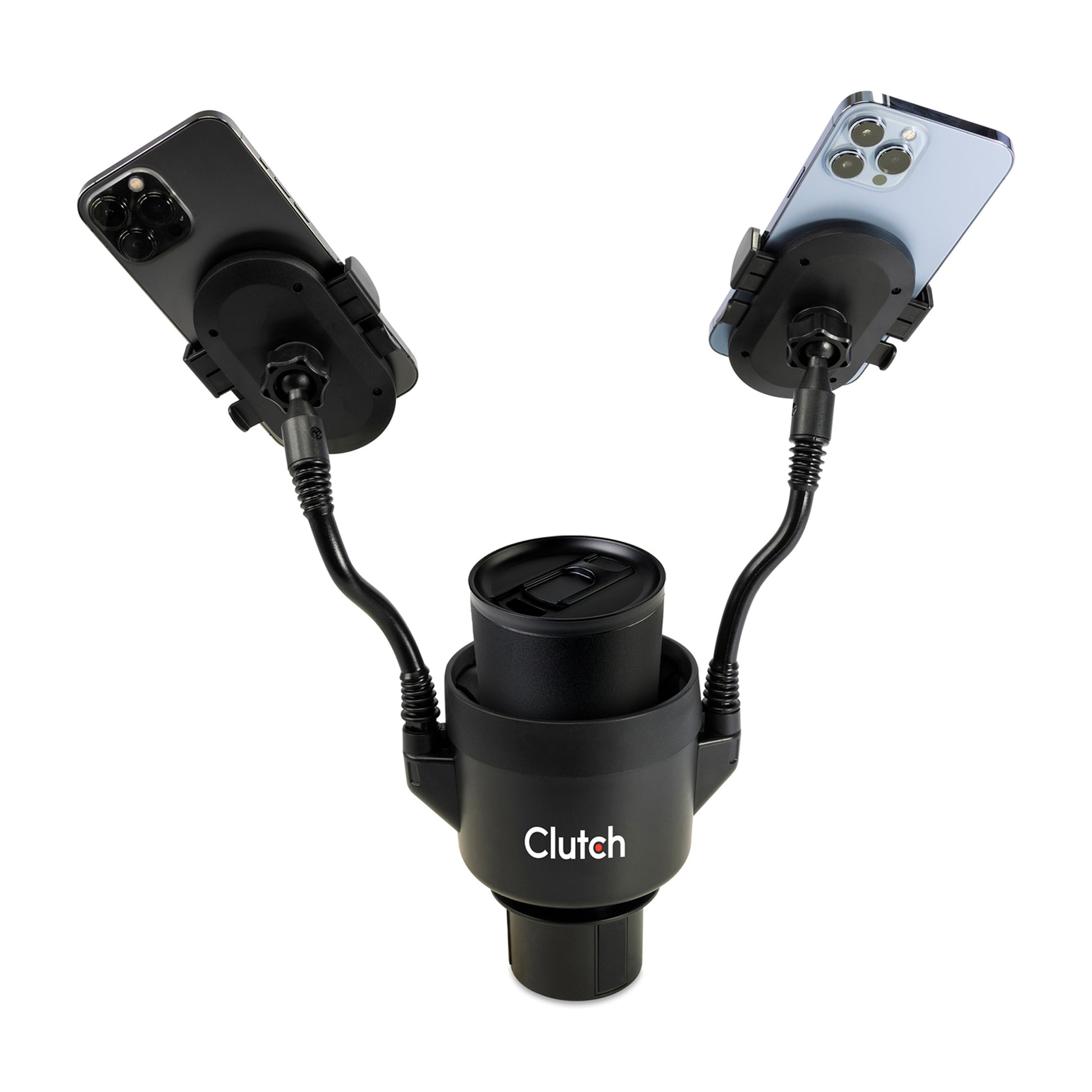 Black iLive™ Cup Holder with Dual Mobile Phone Mount