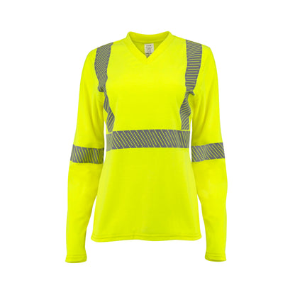ST921W Women's Type R Class 3 Segmented Reflective Long Sleeve FR T-shirt - Hi-Vis Green - Size 2X