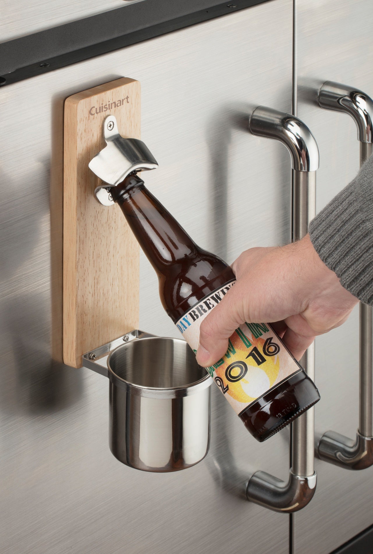 Wood Cuisinart Outdoors® Magnetic Bottle Opener & Cup Holder