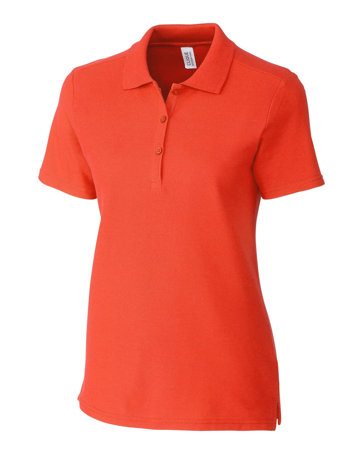 Front View of Blood Orange Clique Addison All Cotton Pique Short Sleeve Womens Polo  - XS