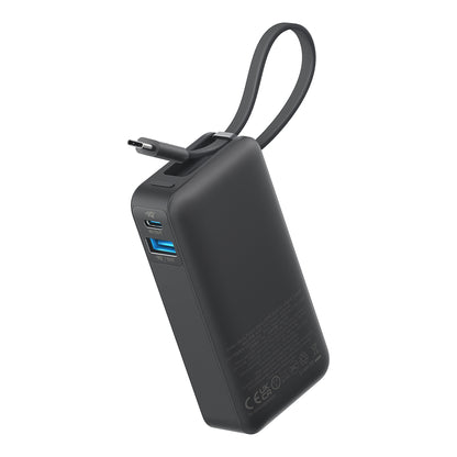 Black Anker® Nano Power Bank(30W,Built-In USB-C Cable)