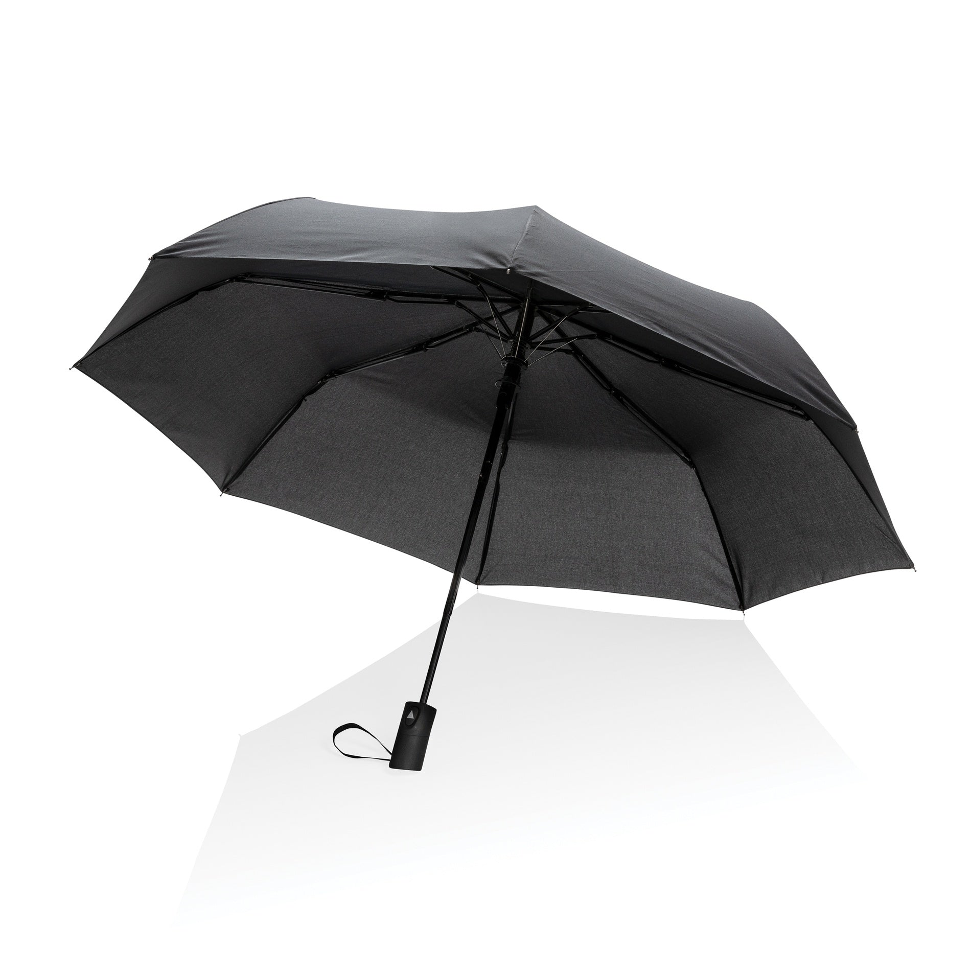 Black 21" Impact AWARE™ RPET 190T Mini Auto Open Umbrella
