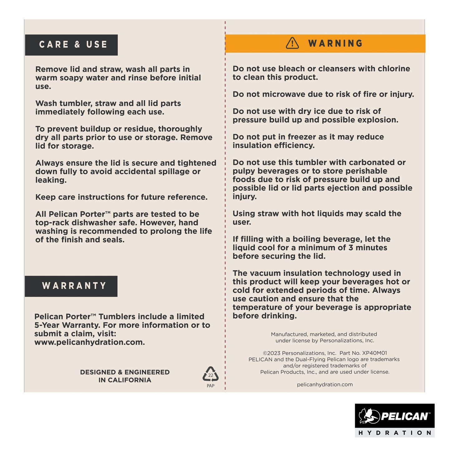 Pelican Porter™ 40 oz. Double Wall Stainless Steel Travel Tumbler - Glow Collection