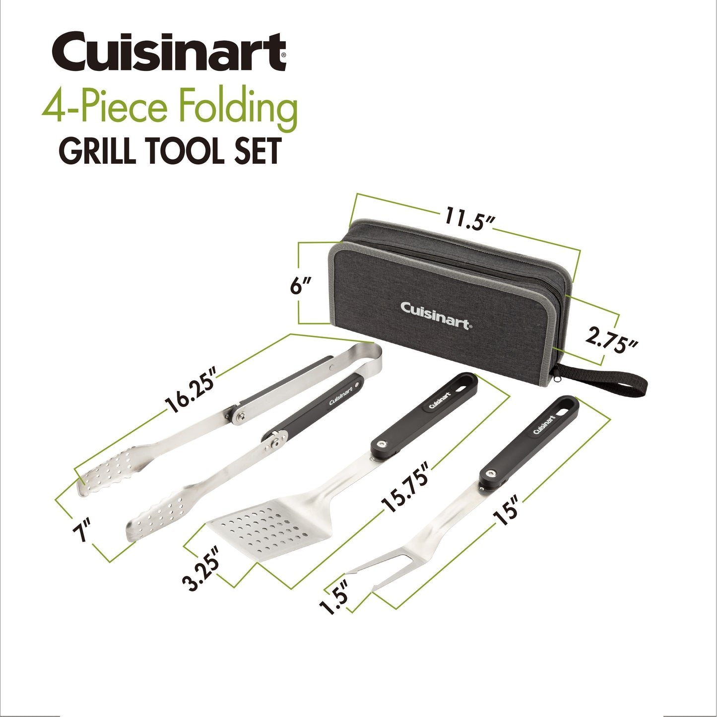 Charcoal Cuisinart Outdoors® 4-Piece Folding Grill Tool Set