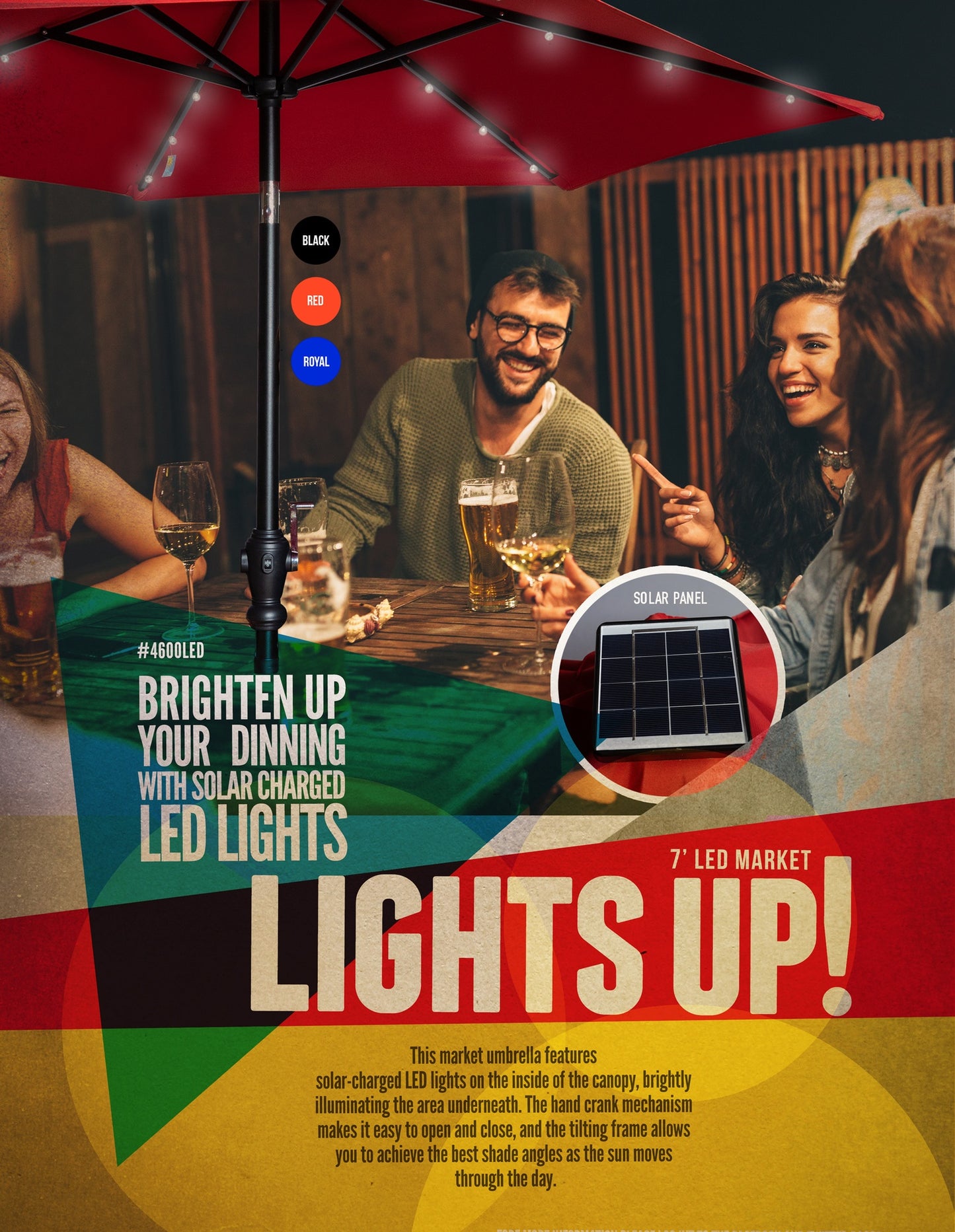 7' LED Market Umbrella