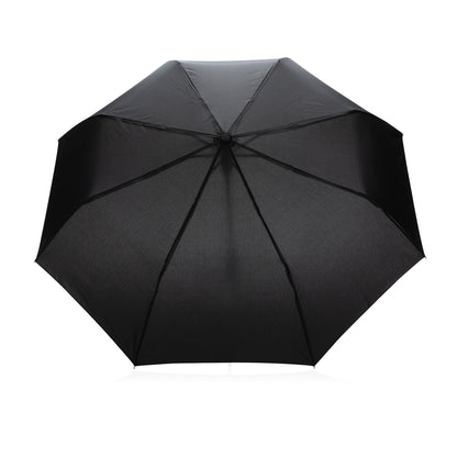 Black 21" Impact AWARE™ RPET 190T Mini Auto Open Umbrella