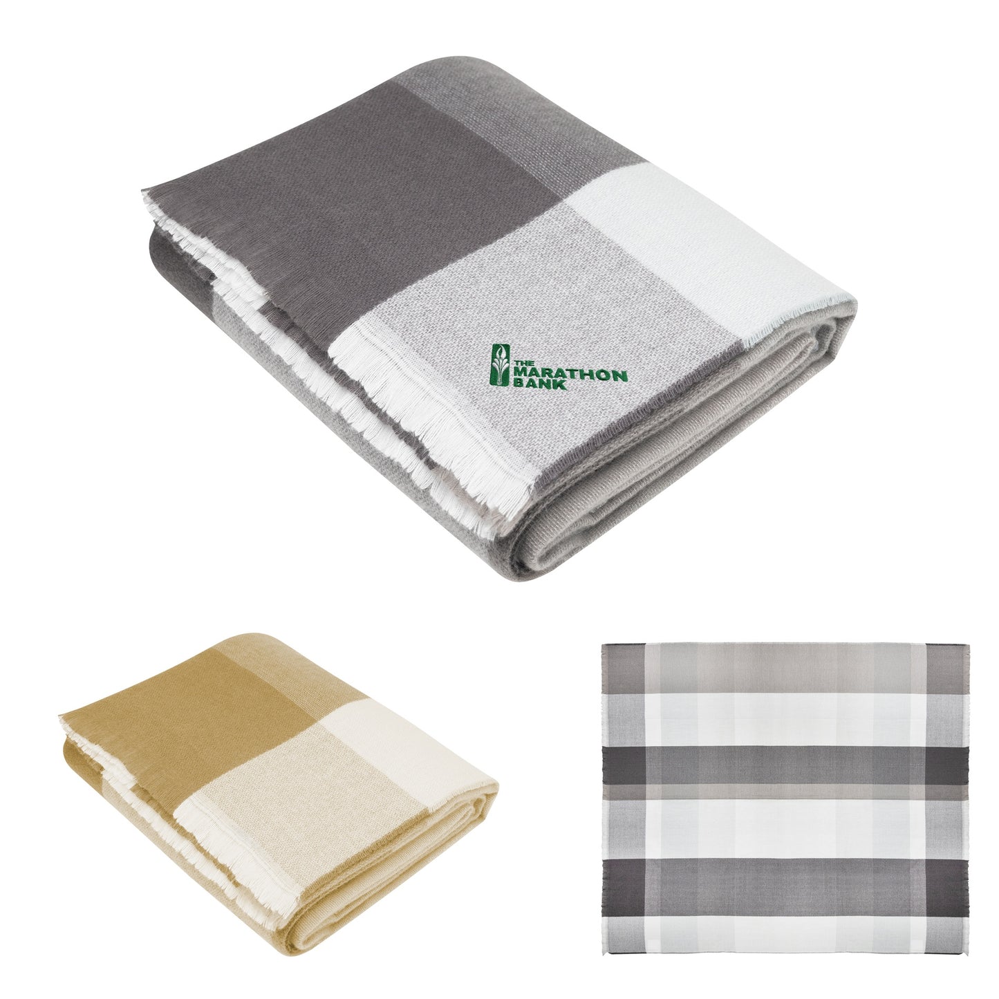 GRAY WITH WHITE Buffalo Check Throw Blanket