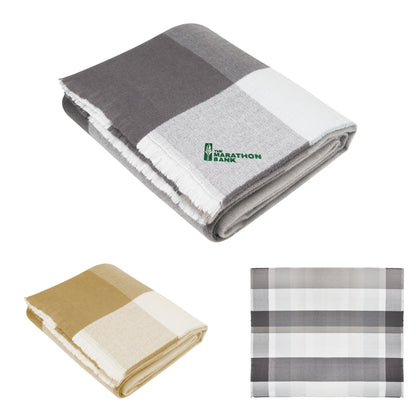 GRAY WITH WHITE Buffalo Check Throw Blanket