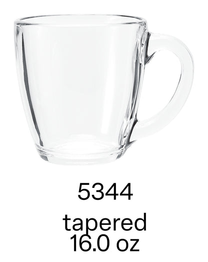 clear 16 oz tapered mug