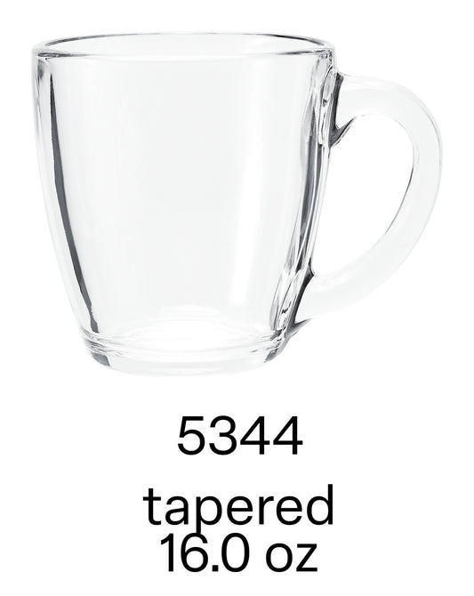 clear 16 oz tapered mug