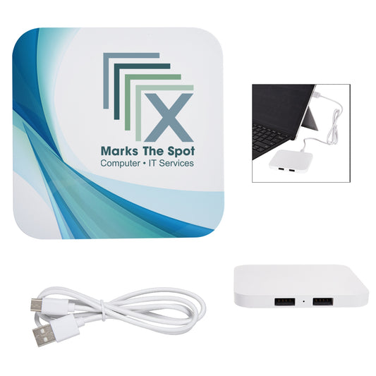 WHITE Power Up 2-Port USB Hub & Charging Pad 2.0