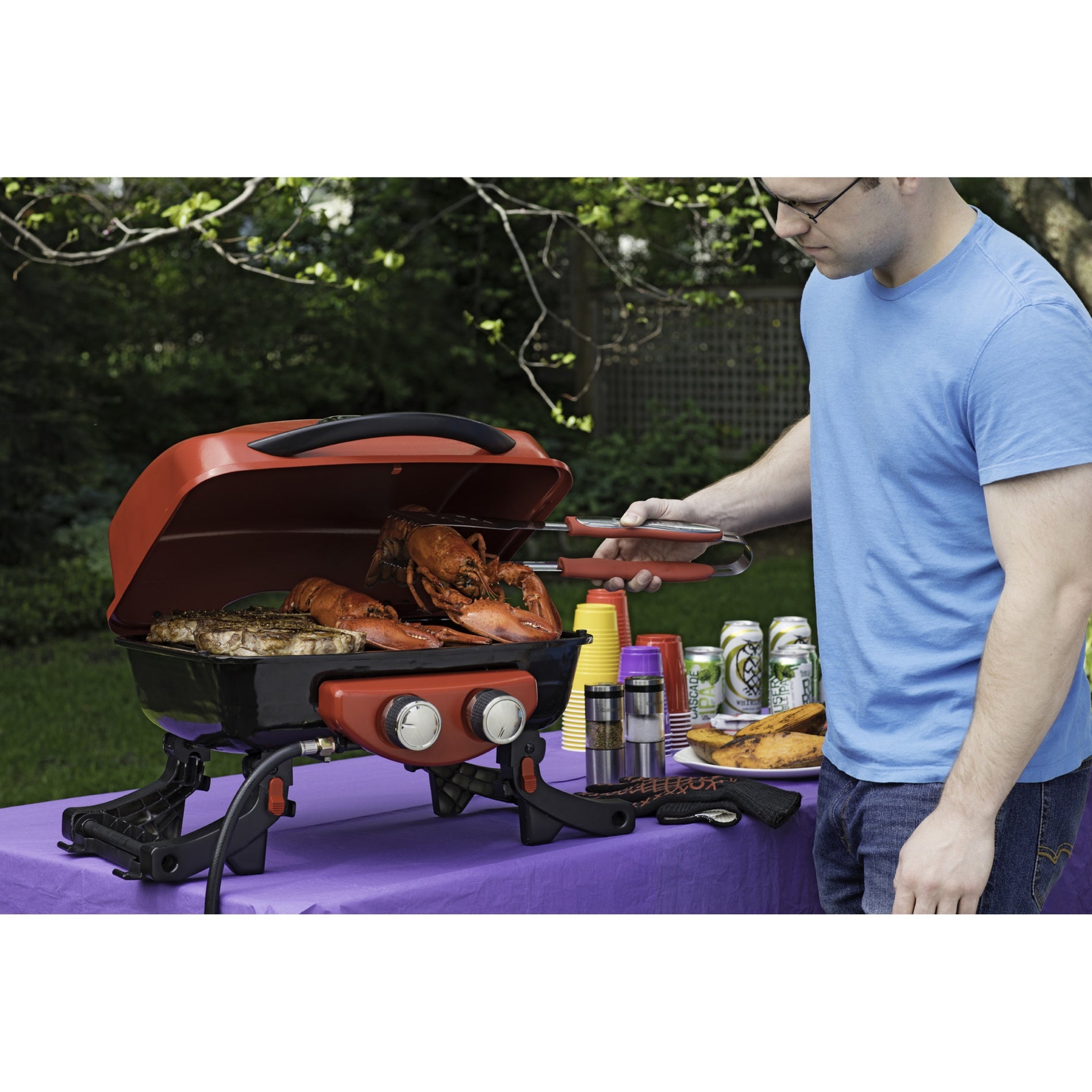 Red Cuisinart Outdoors® 4-Piece Grill Tool Set