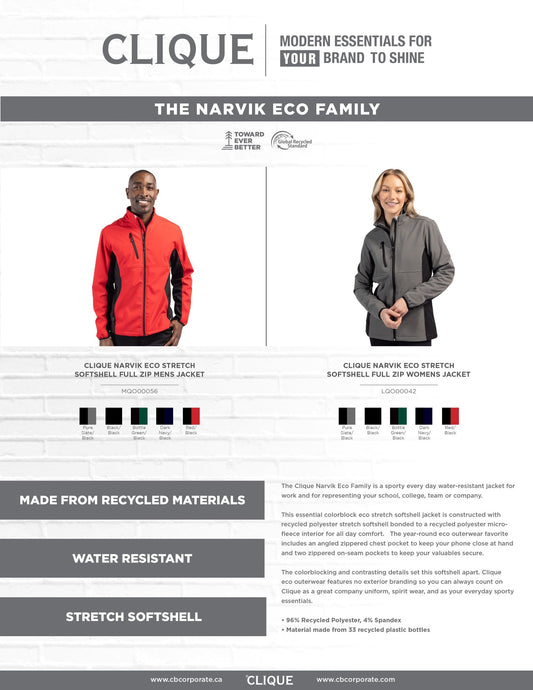 Clique Narvik Eco Stretch Softshell Full Zip Mens Jacket
