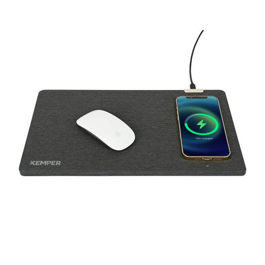 Charcoal Heather Eden Wireless Charging Mouse Pad