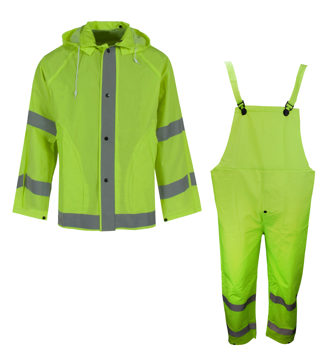 1820S Econo-Viz 3-Piece Rain Suit with Reflective Tape - Hi-Vis Lime - Size 6X