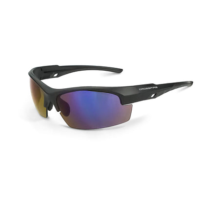 Crucible Premium Safety Eyewear - Matte Black Frame - Blue Mirror Lens