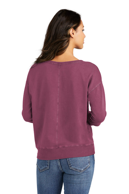 VtgRaspbry Port & Company Women's Beach Wash Garment-Dyed V-Neck Sweatshirt LPC098V