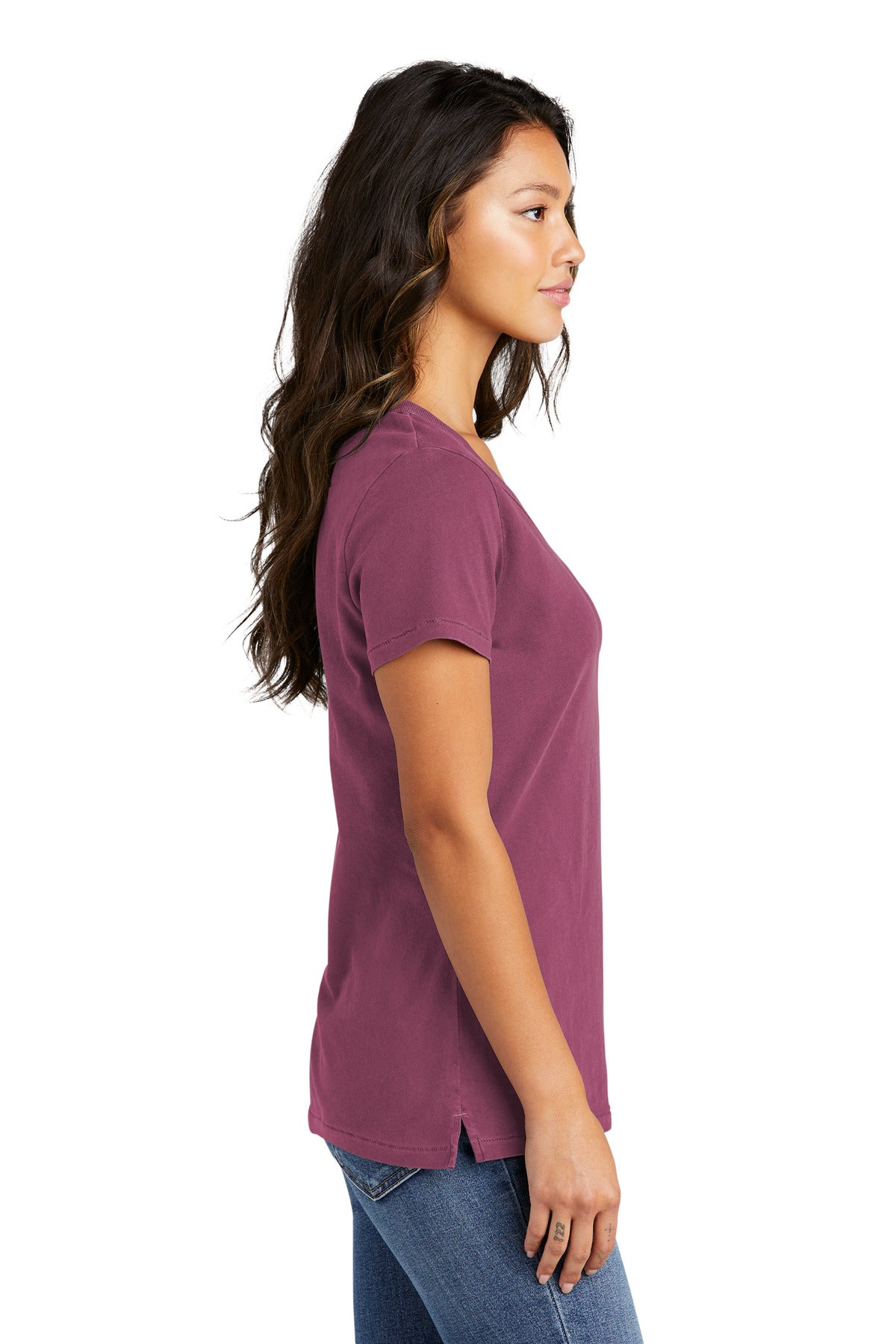 VtgRaspbry Port & Company Women's Beach Wash Garment-Dyed V-Neck Tee LPC099V