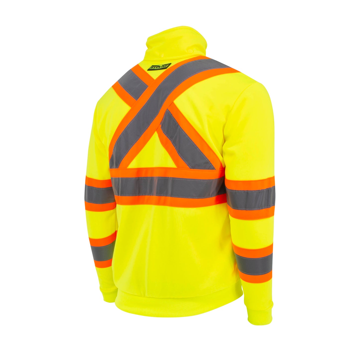SW01X-2 High Neck Zip Front X-Back Hooded Sweatshirt - Hi Vis Lime - 2X