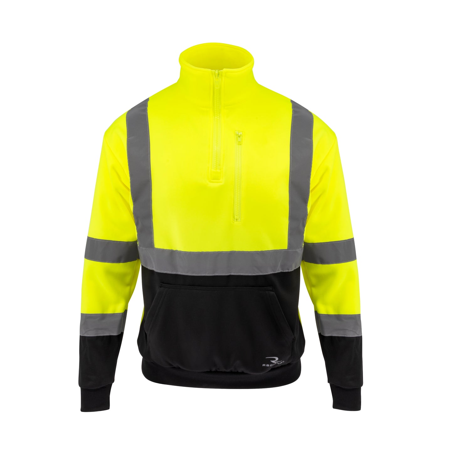 SJ34B-3 Class 3 Color Blocked 1/4 Zip Sweatshirt - Hi Vis Green - Size 2X