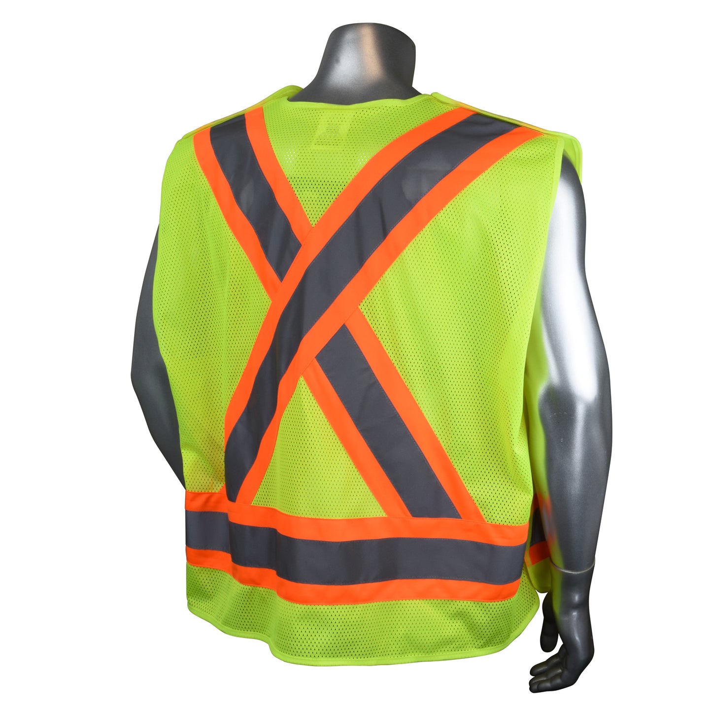 SV020X-2 Heavy Duty 7-Pocket Tear Away Cruiser Vest X-Back - Hi Vis Green - Size 2X