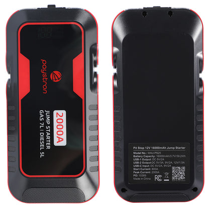 Black Pit Stop 12V 16000mAh Portable Jump Starter Kit