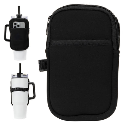 Black Cup Caddy Zippered Pouch for Large Mugs