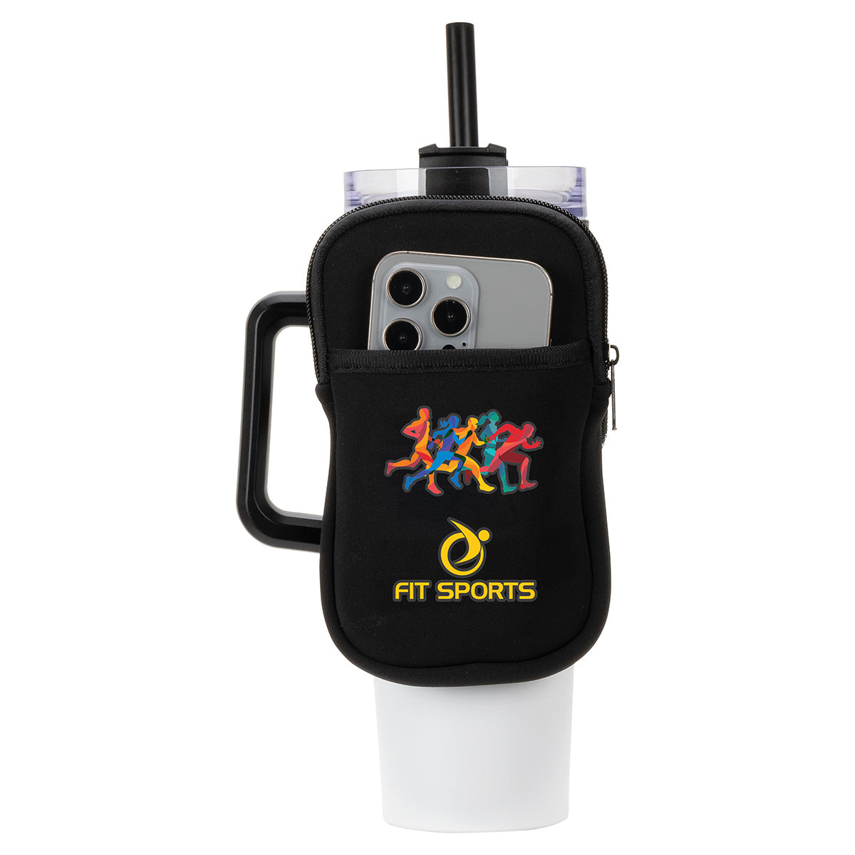 Black Cup Caddy Zippered Pouch for Large Mugs