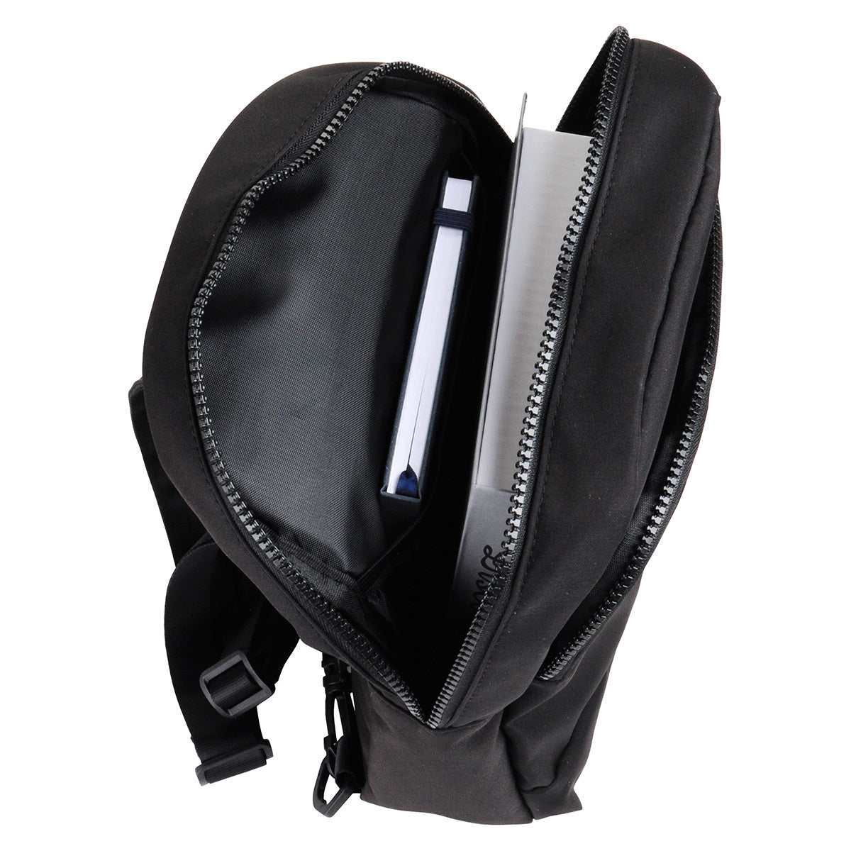 Black Nexus Split-Strap Microfiber Sling Backpack