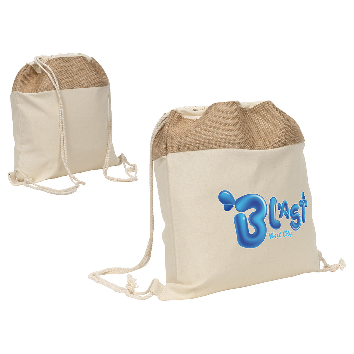 Natural Savanna Jute & Recycled Cotton Drawstring Backpack