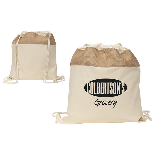 Natural Savanna Jute & Recycled Cotton Drawstring Backpack