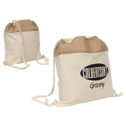 Natural Savanna Jute & Recycled Cotton Drawstring Backpack