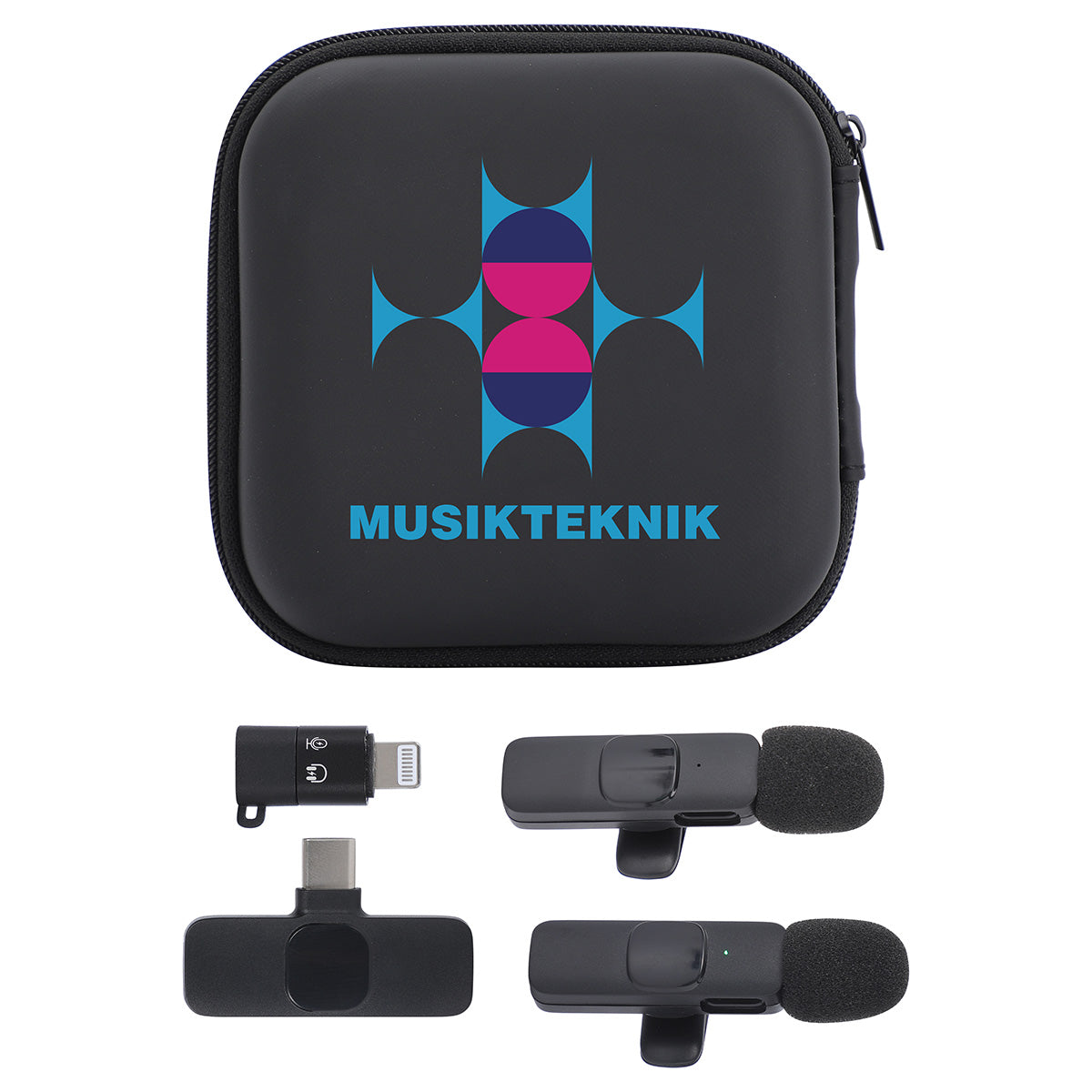 Black Center Stage Portable Wireless Lavalier Microphone - Set of 2