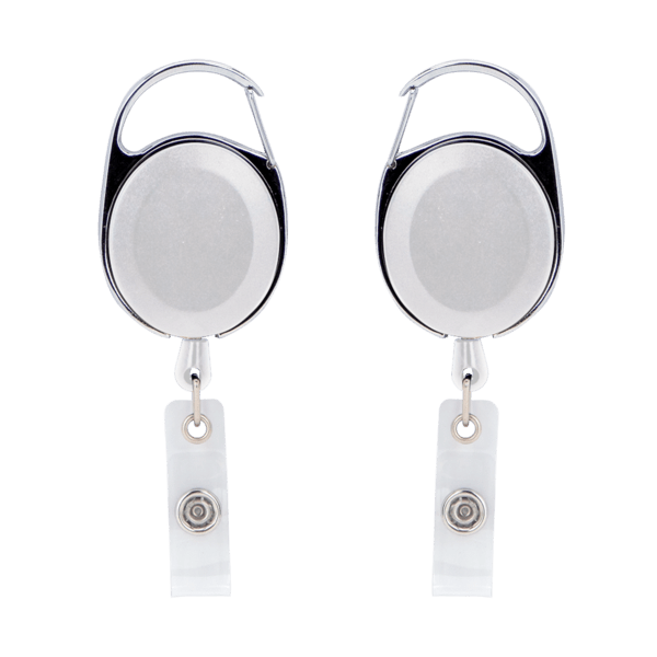 Oval Metal Retractable Badge Reel with Carabiner