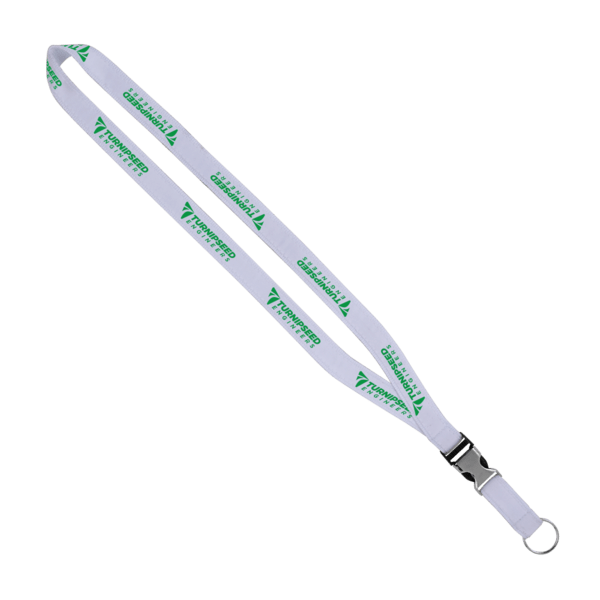 IMPORT 3/4" Polyester Lanyard with Woven Ribbon and Metal Slide Buckle