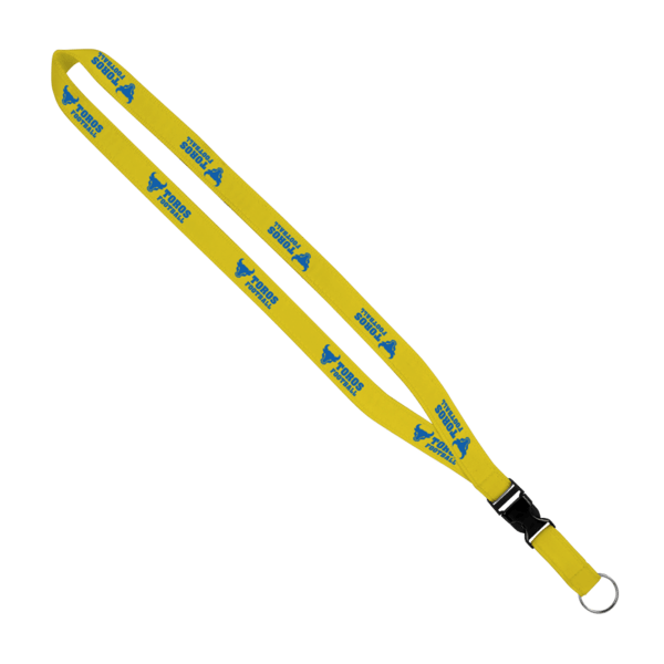 IMPORT 3/4" Polyester Lanyard with Woven Ribbon and Plastic Slide Buckle