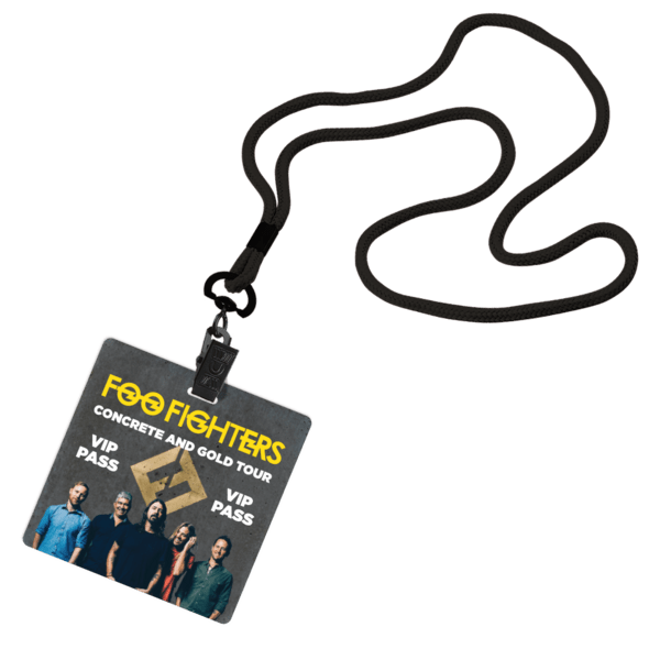 Black 1/8" Polyester Cord Lanyard with Bulldog Clip and 3 1/2"x3 1/2" ID Badge