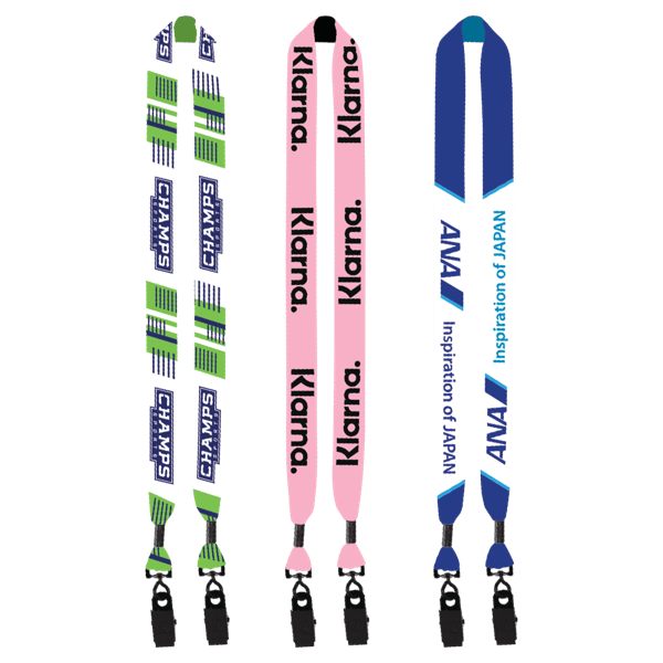 1" Double Ended Dye-Sublimated Lanyard with Metal Crimp & Metal Bulldog Clip