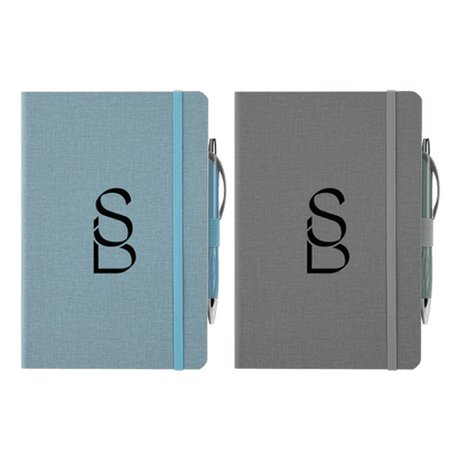 Crosshatch PU Notebook With Pen