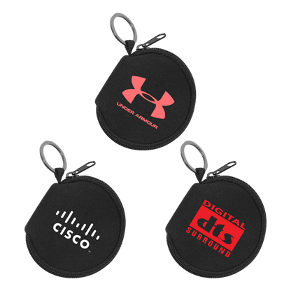 Neoprene Zipper Pouch Keychain with Silver Split-Ring