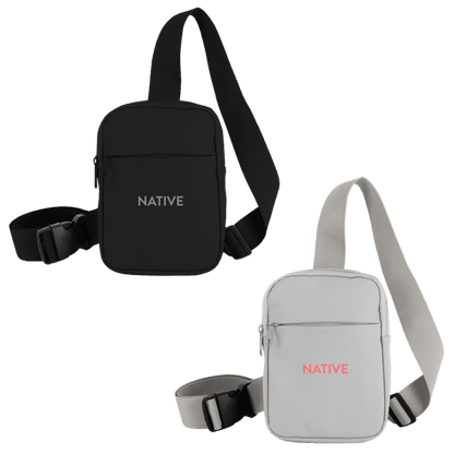 Black Crosscut Recycled PU Crossbody Bag